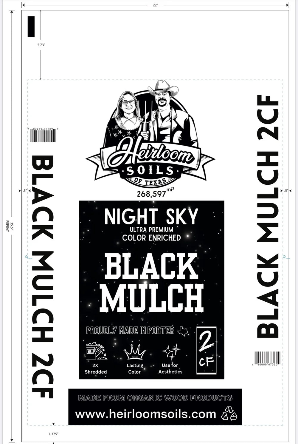 Black Dyed Hardwood Mulch Bag